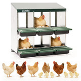 Garvee 6-Compartment Metal Chicken Nesting Box, Roll Away Poultry Laying Box with Sloped Anti-Perch Roof, 31.3"x12.8"x30.9", Green - Green Without Stand