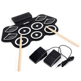 Garvee Electric Drum Set 9 Pads, Portable Electronic Drum Kit, Roll Up Practice Drum Pad with Headphone Jack, Pedals & Sticks, MIDI, Recording Function, Great Holiday Xmas Birthday Gift for Kids
