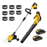 Garvee 20V Wireless Leaf Blower and String Trimmer Set – 550CFM, 130MPH, 12" Weed Wacker – 2 x 2.0Ah Batteries & Charger, Lightweight,  Black+Yellow - Yellow
