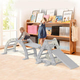 Garvee 9-in-1 Triangle Set, HDPE PP Plastic Climbing Set, Durable 1-8 Toddler Climbing Toys Indoor with Arch, Ramp, Ladder & Slide, Indoor Playground Jungle Gym Playset, White
