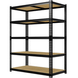 Garvee Heavy Duty 5-Tier Metal Retail Display Rack – Adjustable Shelving Unit with MDF Boards – 3000 lbs Capacity, 48"W x 24"D x 72"H – For Warehouse, Basement, Kitchen, Pantry, Laundry, Black (5 Layers, Black)