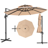 Garvee 10FT Offset Cantilever Patio Umbrella – 360° Rotation, Easy Tilt, UV Protection, Fade-Resistant Polyester – Large Outdoor Sun Shade Parasol for Pool, Deck, Garden, Backyard, Khaki - Khaki