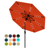 Garvee 10 FT Patio Umbrella with Solar Lights, Outdoor Table Umbrella with 8 Durable Ribs, Tilt & Crank Mechanism, Waterproof & UV Protection for Garden, Backyard, Poolside, Orange - Orange