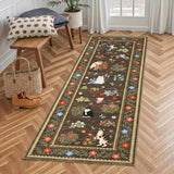 Garvee Washable Cat Runner Rug for Entryway – Floral Animal Print, Non-Slip, Mark Resistant, Low Pile Carpet – Bedroom, Kitchen, Bathroom – Brown, 2x8ft - Brown