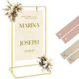 Garvee Adjustable Metal Wedding Welcome Sign Stand – Gold Display Easel with 4 Faux Leather Straps – Sturdy Holder for Hanging Signs, Seating Charts, Parties, Baby Showers – 77x59.5x174.5 cm, Gold - Gold
