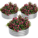 Garvee 3-Pack Round Metal Raised Garden Bed, 2x1FT Galvanized Planter Boxes, Rust-Resistant, Open Bottom, Safe Edge, Easy Assembly for Vegetables, Flowers & Herbs – Sliver - Silver