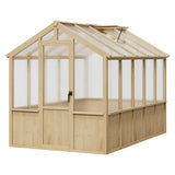 Garvee Walk-In Wooden Greenhouse for Outdoors – Heavy Duty Spruce Frame, PC Panels, Adjustable Roof Vent, Lockable Door – Garden Outdoor Storage for Backyard, Patio, Lawn – 6x10 Natural Wood Color - Natural Oak