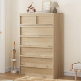 Garvee 7 Drawer Dresser for Bedroom, 46 in Tall Natural Oak 7 Chest of Drawers with Large Storage, Wooden Dresser Organizer for Living Room, Nursery, Entryway - Natural Oak