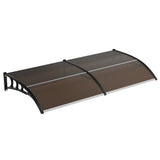 Garvee 40 × 80 in Polycarbonate Door Awning, Outdoor Window Canopy with Reinforced Brackets, UV & Rain Protection for Front Door, Patio and Entryway, Brown - Brown