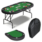 Garvee 8-Player Collapsible Casino Card Table – 72" Portable Game Table for Texas Hold'em & Blackjack with Cushioned Armrests, Stainless Steel Cup Holders, Green Felt, Black Edge + Green - Green