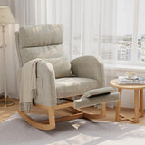 Garvee Linen Rocking Chair with Footrest, Modern Nursery Glider Chair with Side Pockets and Pillow, Rocker Chair for Living Room Bedroom Nursing Room, Grey - Grey
