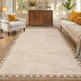 Garvee Washable Rug 5x7, Stain Resistant, Non-Shedding, Rubber Backing, Low Profile, Pet Friendly, Indoor Kitchen Hallway Carpet - Natural
