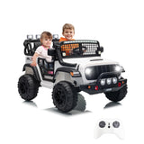 Garvee 24V Ride on Toys for Big Kids, 2-Seater Electric Ride on Car Truck with Remote Control, Four-Wheel Shock Absorbers, 4 Mph Max Speed, Music, LED Lights for Boys Girls, White - White