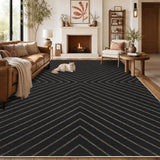 Garvee Striped Jute Area Rug for Dining Room, Patio, Entryway - Non-Slip, Non-Shedding, Farmhouse Indoor Outdoor Carpet - Black Coffee, 8x10ft - Black