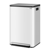 Garvee 16.4"W Stainless Steel Step Trash Can - Dual-Compartment Recycle Garbage Bin with 150,000+ Step Lifespan Pedal, Satin White - White