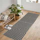 Garvee 2' × 6' Washable Foldable Non-Slip Geometric Border Runner Rug, Ultra-Soft Low-Pile  Black/Ivory Rug for Hallway Kitchen Black/Ivory - Black/Ivory