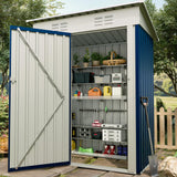 Garvee 5×3FT Heavy Duty Metal Outdoor Storage Shed, Weather-Resistant Garden Tool Shed with Lockable Single Door, Sloped Roof & Vents, Rustproof Patio Storage House for Backyard, Lawn, Navy Blue - Blue