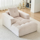 Garvee 45" Chaise Lounge Chair Indoor No Assembly, Corduroy Sofa Bed with Deep Seat, Comfy Cloud Couch for Small Space Living Room Bedroom Movie Room - Beige