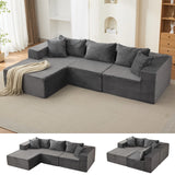 Garvee Cloud Comfort Modular L-Shaped Sofa – 108" with Left Chaise, Extra Wide 25mm Corduroy, Deep Seat, Polyurethane, Space-Saving, No Assembly, Dark Gray, Concubine Zuo - Dark Gray-Left