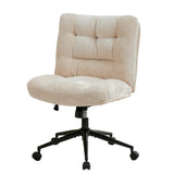 Garvee Ergonomic Office Chair with 360° Swivel, Height & Tilt Adjustment, U-Shaped Wide Seat, Soft Chenille Fabric, 4 Colors - Beige