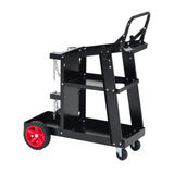 Garvee Heavy Duty 3-Tier Welding Cart with Gas Cylinder Holder - Rolling Organizer Trolley for MIG, TIG, and Plasma Welder Machines, 270 LBS Capacity Steel Frame with Side Hooks & Red Wheels