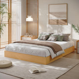 Garvee Minimalist Wood Platform Bed Frame – Sturdy Pine Slats, No Box Spring Needed, Floor-Standing, Space-Saving, Easy Assembly – King Size – Pine Wood Color - Pine Wood