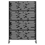 Garvee 1PC 72" Black Stripe Decorative Metal Privacy Fence Panel, Rust-Proof Freestanding Iron Garden Screen with Vertical & Horizontal Stripe Design, Snap-Together Outdoor & Indoor Divider for Patio, Balcony & Yard - Black-Stripes