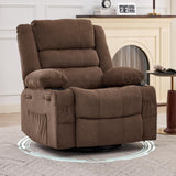 Garvee Rocking Recliner Chair for Adults, Wide 360° Swivel Rocker Recliner with Cup Holder, Smooth Rocking, Linen Upholstery, Deep Seat, Lazy boy Chair for Nursery, Living Room, Office, Brown - Brown|Linen