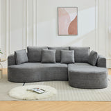 Garvee 106" Curved Sectional Sofa with Throw Pillows, 4 Seater Luxury Chenille Cloud Modular Couch with Deep Seat, Boneless Compression Sofa for Modern Living Room, Office and Apartment, Gray - Gray