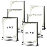 Garvee 6 Pack 8.5x11 in Acrylic Sign Holder, Double-Sided Clear Picture Frame Table Number Holders for Flyers, Weddings, Home, Offices, Party Menu Stand - ﻿Easy Assembly