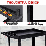 Garvee Heavy-Duty 2-Tier Service Cart, 550 lbs Capacity Rolling Utility Cart with Lipped Shelves, Black