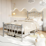 Garvee Twin Size Metal Bed Frame, Twin Bed Frames for Girls Boys, Twin Platform Bed with Heart-Shaped Design Headboard&Footboard, Heavy-Duty, No Box Spring Needed/Noise-Free/Easy Assembly, Grey - Grey