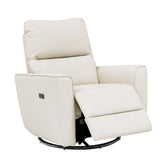 Garvee Power Recliner Chair, 270° Swivel Rocking Glider with USB Charging Port, PU Leather Upholstered Fabric, Ergonomic Modern Nursery Chair for Living Room, Bedroom & Home Theater, Beige - Beige
