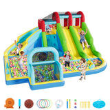 Garvee InGarvee Inflatable Bounceflatable Bounce House, 3 Water Slide Bounce House, Premium Oxford Fabric Bouncy Castle with Blower for Kids, Indoor Outdoor Play Center for Backyard Party & Family Fun - Rainbow Playland