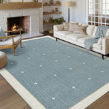 Garvee Washable Area Rug 5' × 7' – Modern Blue Geometric Carpet, Non-Slip Bordered Design – Soft Low Pile, Non-Shedding, Spot Resistant for Living Room, Bedroom, Dining Room –  Dusty Blue - Dusty Blue