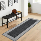 Garvee Hallway Runner Rug 2x6 Washable Kitchen Runner Carpet with Rubber Backing Stain Resistant Striped Border Entry Rug Geometric Area Rug for Living Room Bedroom Dining Room, Black - Black