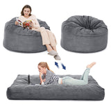Garvee 2-in-1 Convertible Bean Bag Chair Bed - Giant Memory Foam Floor Sofa, Washable Corduroy Cover, Queen Size Lounger for Living Room & Bedroom - Light Gray, Queen - Light Gray