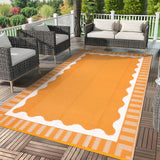Garvee Waterproof & UV Resistant Outdoor Rug - 8x10ft Modern Reversible Plastic Mat - mark Resistant Patio Carpet for Backyard, Deck, Balcony, Camping - Orange White - 8x10ft - Orange