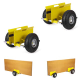 Garvee Heavy Duty Adjustable Panel Dolly - 600 lbs Capacity Slab Mover with 10" Inflatable Rubber Tires - All-Terrain Hand Truck for Drywall, Doors, Plywood, and Sheet Transport - 2PCS Yellow - Yellow