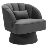 Garvee 360° Swivel Barrel Accent Chair, Modern Soft Round Lounge Armchair with Striped Backrest and Cozy Padding, Comfy Seating for Living Room, Bedroom, Reading Nook, Gray - Gray