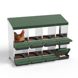 Garvee 8-Hole Chicken Nesting Box with Roll Away Design, Ventilation Holes, Galvanized Steel, Removable Lid, Easy Egg Collection, Green, for Chicken and Duck Coops - Green