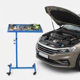 Garvee Adjustable Rolling Work Table Heavy Duty 220LBS Metal Frame Height Adjustable Mobile Tool Table with Swivel Casters & Tool Tray for Garage Workshop Auto Repair - Blue