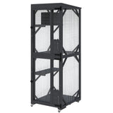 Garvee Outdoor Cats House with 4 Wheels, Walk-in Cat Cage, Catio Outdoor Enclosure Extra Large - Black