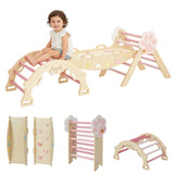 Garvee 7-in-1 Collapsible Climbing Triangle Climbing Set for Toddlers - Wooden Indoor Jungle Gym Playground - Educational Activity Center with Arch, Ramp & Ladder - Toddler Climbing Toys, Color