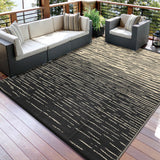 Garvee Reversible Waterproof Outdoor Rug for Patio – Modern Striped UV Resistant Plastic Straw Area Carpet – Durable Mat for RV, Deck, Balcony, Porch, Beach – Black Coffee, 6x9ft - Black Coffee