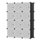 Garvee Plastic Metal Combination Cabinet 12 Cube Storage Organizer - Durable Plastic Storage Cabinet, 12 Compartments, Space-Saving Design, Versatile Use, Easy Assembly, Black - Black
