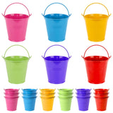 Garvee Colorful Mini Metal Buckets Set - 24 Pack Galvanized Tin Pails with Handles - Stackable, Lightweight - Durable Glossy Metal - 6 Assorted Colors - Ideal for Parties & Crafts