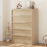 Garvee 5 Dresser for Bedroom, 43.3" Tall Dresser, Freestanding Horizontal Drawer with Storage, Wooden Closet Chest Storage for Living Room, Hallway, Entryway - Natural Oak