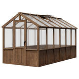 Garvee 6x12 FT Spacious Walk-In Wooden Greenhouse for Outdoors – Heavy Duty Spruce Frame, PC Panels, Adjustable Roof Vents, Lockable Door – Outdoor Storage for Backyard, Patio, Lawn – 6x12 Vintage Color - Dark Brown