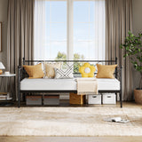 Garvee Heart-Shaped Headboard Twin Metal Daybed with Pull-Out Trundle - Sturdy Steel Slat Support - Convertible Space-Saving Sofa Bed for Bedroom, Living Room or Guest Room - Modern Black, Single Sofa Bed - Black